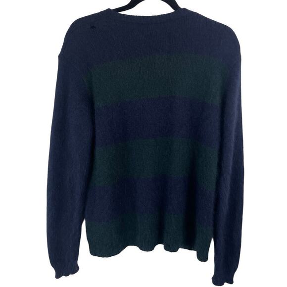Jenni Kayne Angora Wool Blend Striped Crew Neck Sweater Dark Navy Green Size S - Picture 4 of 8